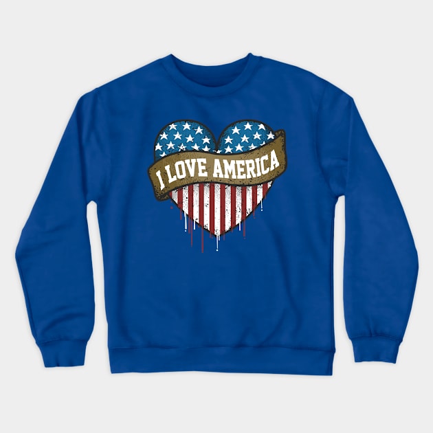 I love America heart Crewneck Sweatshirt by Mako Design 